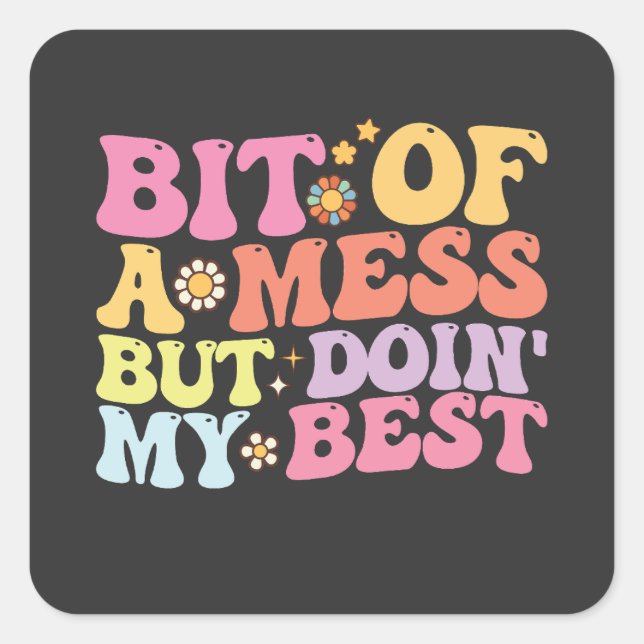 Pegatina Cuadrada Groovy Un Poco De Ajedrez Pero Hagan Mi Mejor Retr (Anverso)