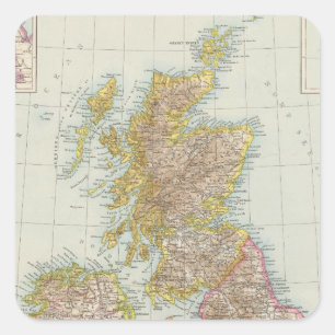 Pegatina Cuadrada Grossbritannien, Irland - Mapa del Reino Unido, Ir