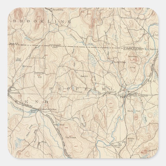 Pegatina Cuadrada Groton, Massachusetts (Anverso)