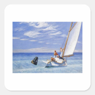 Pegatina Cuadrada Ground Swell Hopper - Edward Hopper