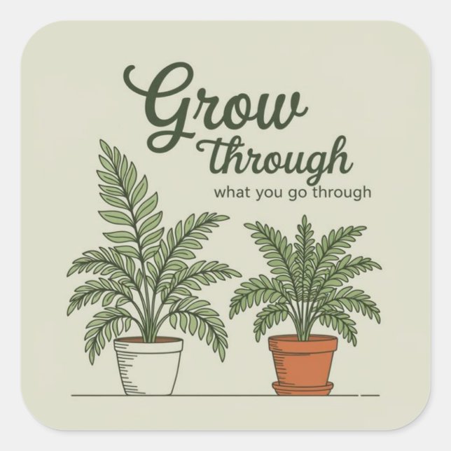 Pegatina Cuadrada Grow through what you go through  (Anverso)