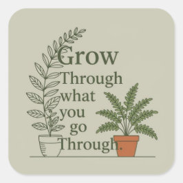 Pegatina Cuadrada Grow through what you go through 