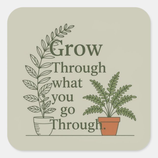 Pegatina Cuadrada Grow through what you go through  (Anverso)