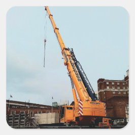 Pegatina Cuadrada Grúa amarilla