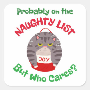 Pegatina Cuadrada Grumpy Navidades sarcásticos gatitos Probablemente