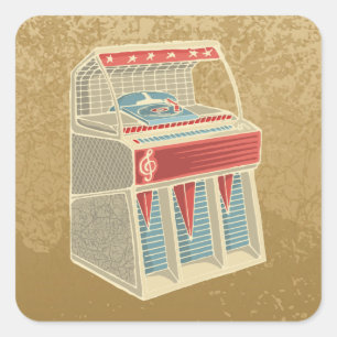 Pegatina Cuadrada Grunge Jukebox