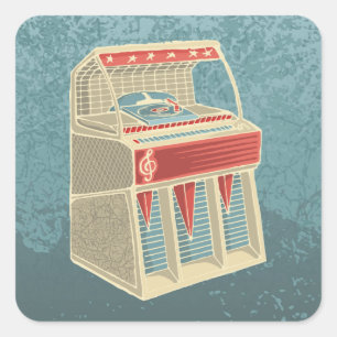 Pegatina Cuadrada Grunge Jukebox
