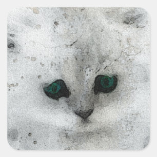 Pegatina Cuadrada Grunge Kitten