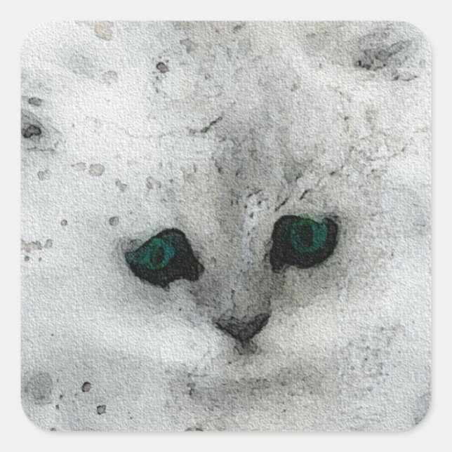 Pegatina Cuadrada Grunge Kitten (Anverso)