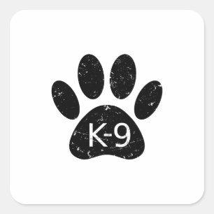 Pegatina Cuadrada Grunge Perro angustiado Paw K-9