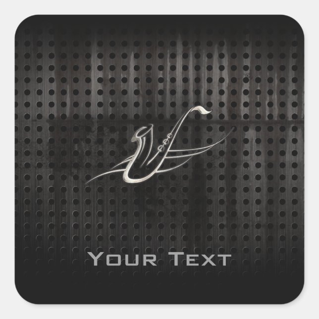 Pegatina Cuadrada Grunge Saxofón (Anverso)