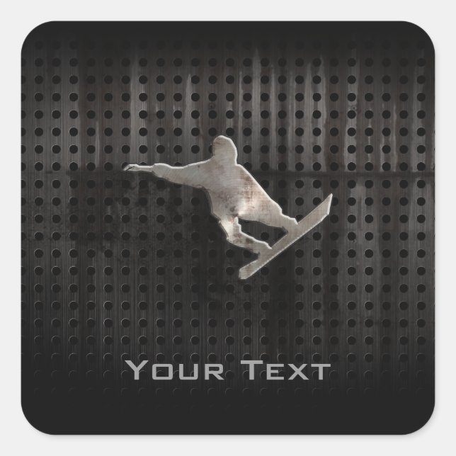 Pegatina Cuadrada Grunge Snowboarding (Anverso)