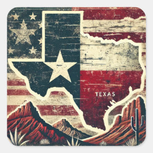 Pegatina Cuadrada Grunge Texas con problemas