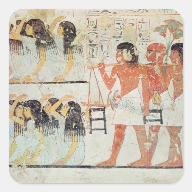 Pegatina Cuadrada Grupo de dolientes en la procesión fúnebre (Anverso)