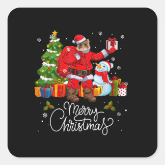 Pegatina Cuadrada Grupo de la Familia Hamster Santa Navidades Pajama