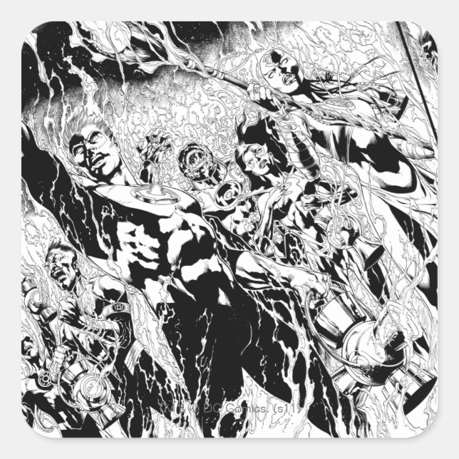 Pegatina Cuadrada Grupo de las Lanzas Verdes (Anverso)