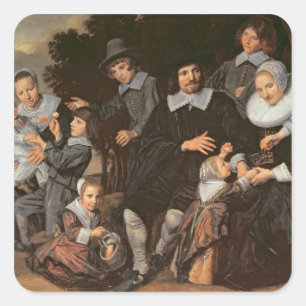 Pegatina Cuadrada Grupo familiar en un paisaje, c.1647-50