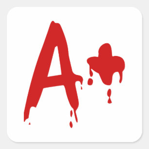 Pegatina Cuadrada Grupo sanguíneo A+ Hospital positivo del #Horror