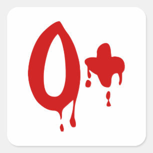Pegatina Cuadrada Grupo sanguíneo O+ Positivo #Horror Hospital