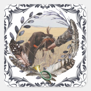 Pegatina Cuadrada GSP, socio cazador en el campo