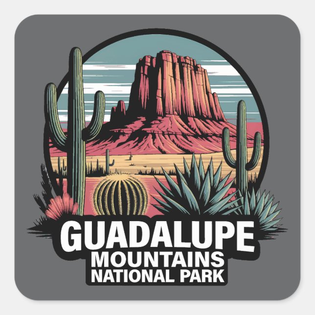 Pegatina Cuadrada Guadalupe Mountains National Park Texas (Anverso)