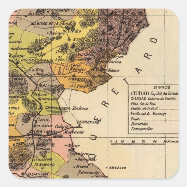 Pegatina Cuadrada Guanajuato, México (Anverso)