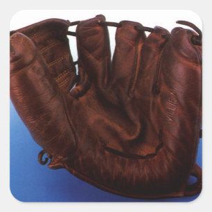 Pegatina Cuadrada Guante de béisbol de cuero antiguo Deportes vintag