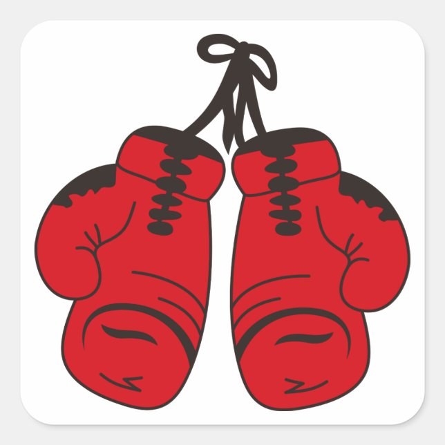 Pegatina Cuadrada Guantes de boxeo (Anverso)