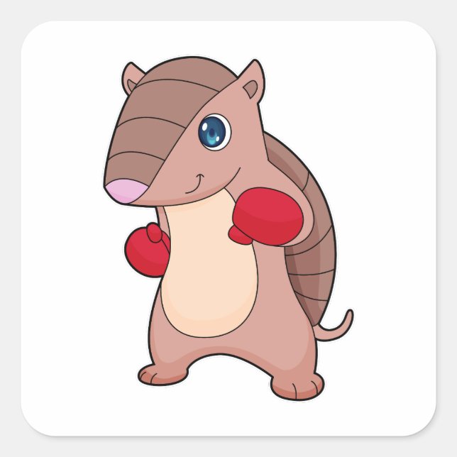 Pegatina Cuadrada Guantes de boxeo de boxeo de Armadillo (Anverso)