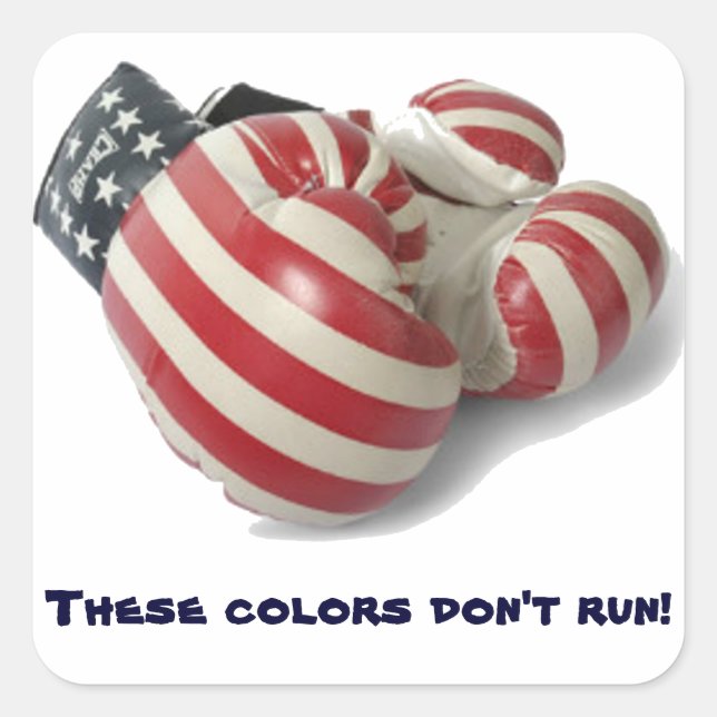 Pegatina Cuadrada Guantes de boxeo de Estados Unidos (Anverso)