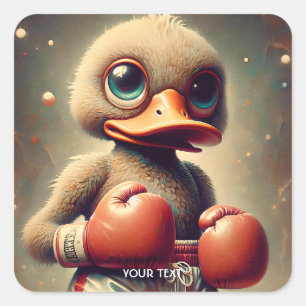 Pegatina Cuadrada Guantes de boxeo Fantasy Cuck Duck