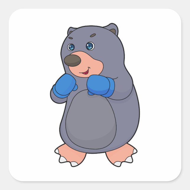 Pegatina Cuadrada Guantes de boxeo Mole Boxing Boxer (Anverso)