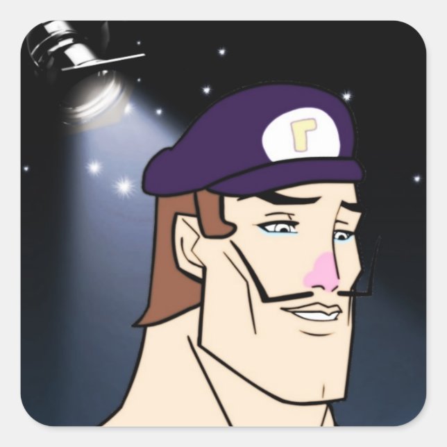 Pegatina Cuadrada Guapo Waluigi (Anverso)