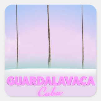 Pegatina Cuadrada Guardalavaca poster de viajes cubano vintage