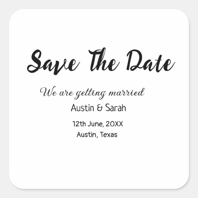 Pegatina Cuadrada Guardar el análisis de fecha sitio web del boda QR (Anverso)