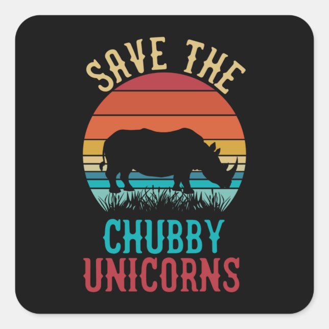 Pegatina Cuadrada guardar el estilo retro chubby unicorns (Anverso)
