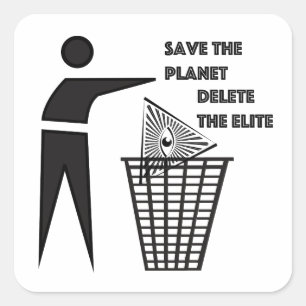 Pegatina Cuadrada Guardar el planeta Borrar la elite