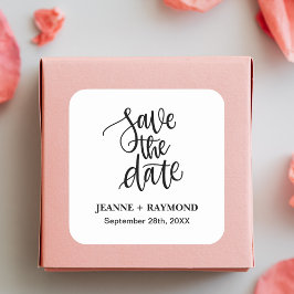Pegatina Cuadrada Guardar la Fecha de Boda Personalizada con Letra a