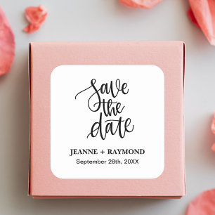 Pegatina Cuadrada Guardar la Fecha de Boda Personalizada con Letra a