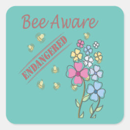 Pegatina Cuadrada Guardar las abejas en peligro de extinción