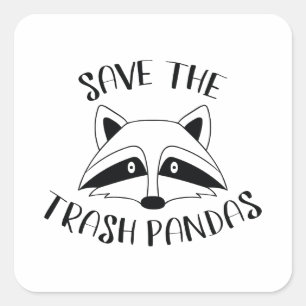 Pegatina Cuadrada Guardar Los Pandas De La Basura
