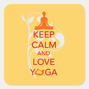 Pegatina Cuadrada Guarde la calma y ame la yoga - diseño único de