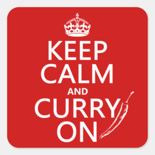 Pegatina Cuadrada Guarde la calma y el curry encendido