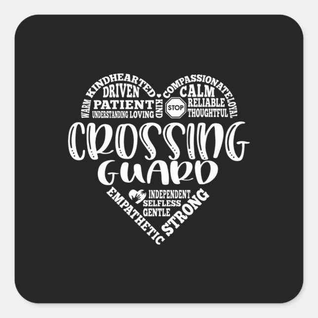 Pegatina Cuadrada Guardia de cruce, guardia de cruce escolar (Anverso)