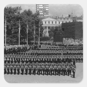Pegatina Cuadrada Guardia de Inglaterra vintage marchando a paso len