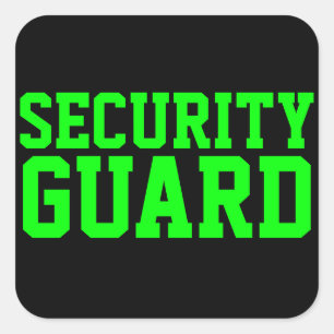 Pegatina Cuadrada Guardia de Seguridad Neon Verde