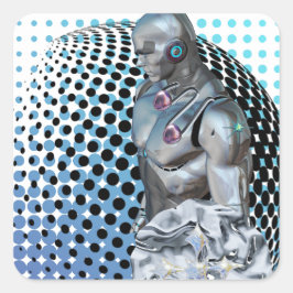 Pegatina Cuadrada Guardián del reino digital