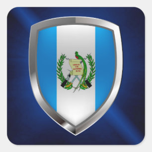 Pegatina Cuadrada Guatemala Emblema Metálico
