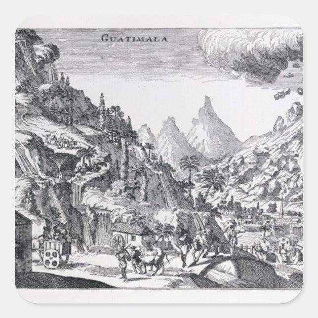 Pegatina Cuadrada Guatemala', en América del Norte española (Anverso)