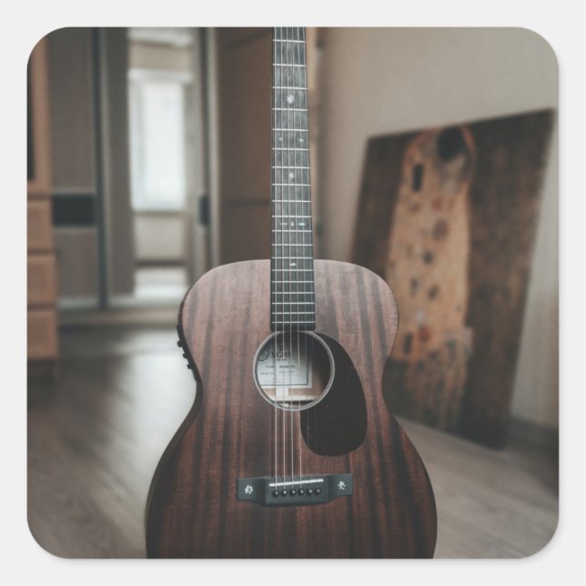 Pegatina Cuadrada Guay Bass Guitar (Anverso)